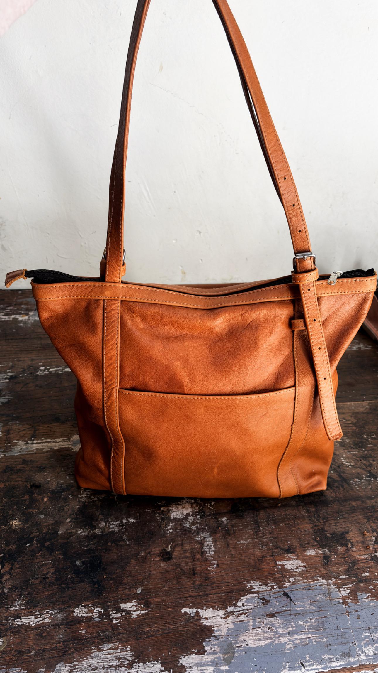 Leather Tote Bag – Classic Tan Shoulder Handbag
