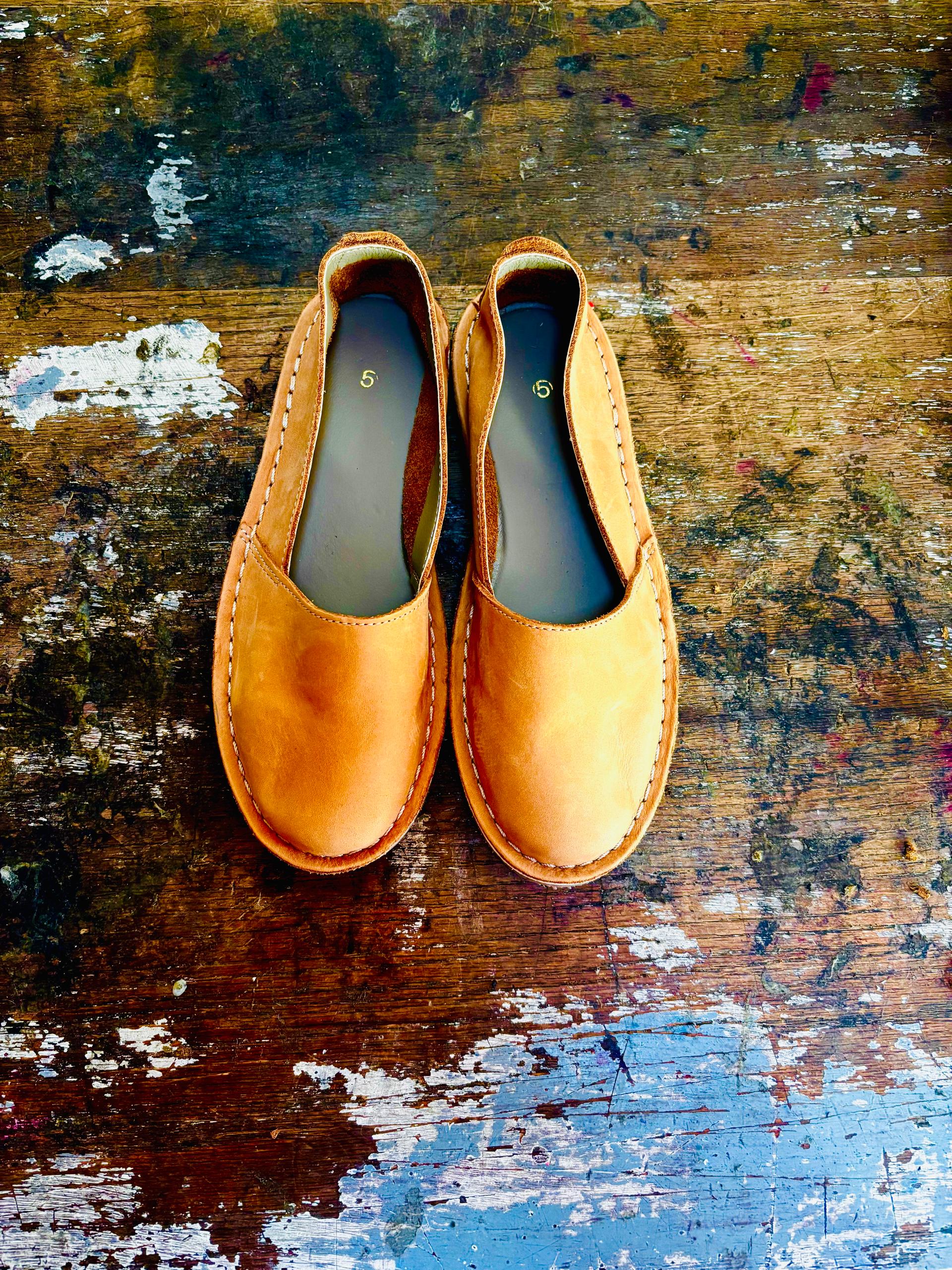 Genuine Leather Slip-On Pumps